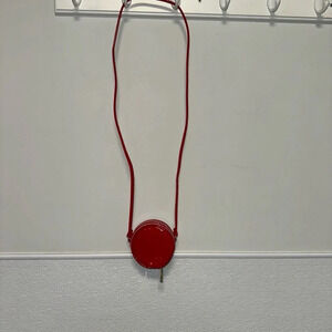 MARC JACOBS Mini 4" Red Patent Leather Crossbody Round Circle Canteen Purse, NEW